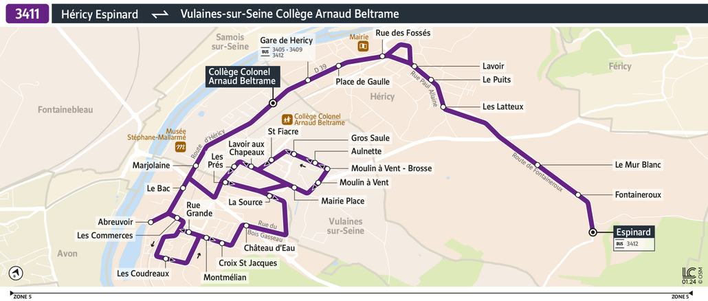 Tracé de la ligne de Bus 3411