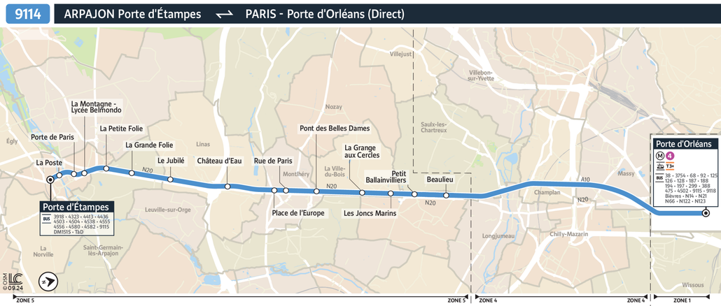 Bus line route 9114