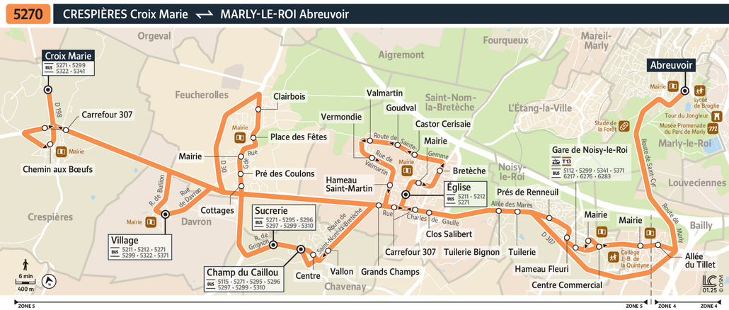 Tracé de la ligne de Bus 5270