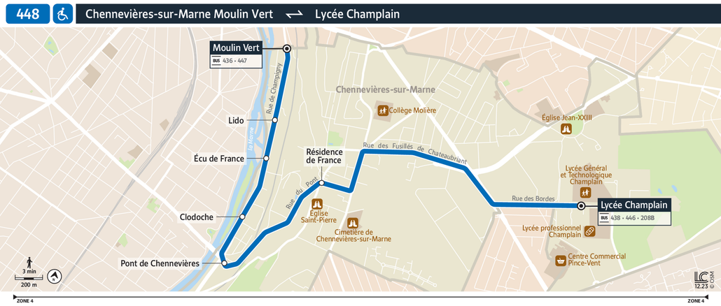 Tracé de la ligne de Bus 448