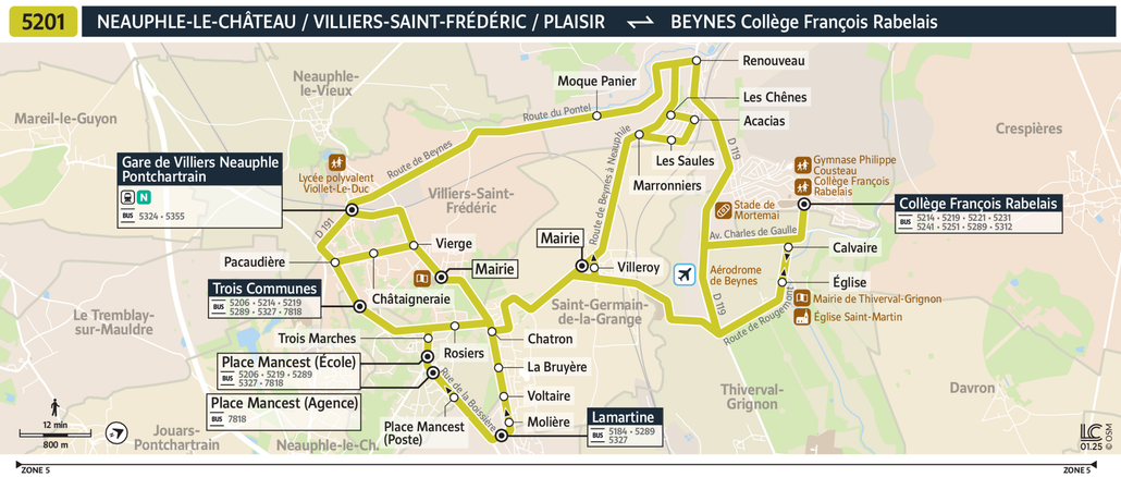 Tracé de la ligne de Bus 5201