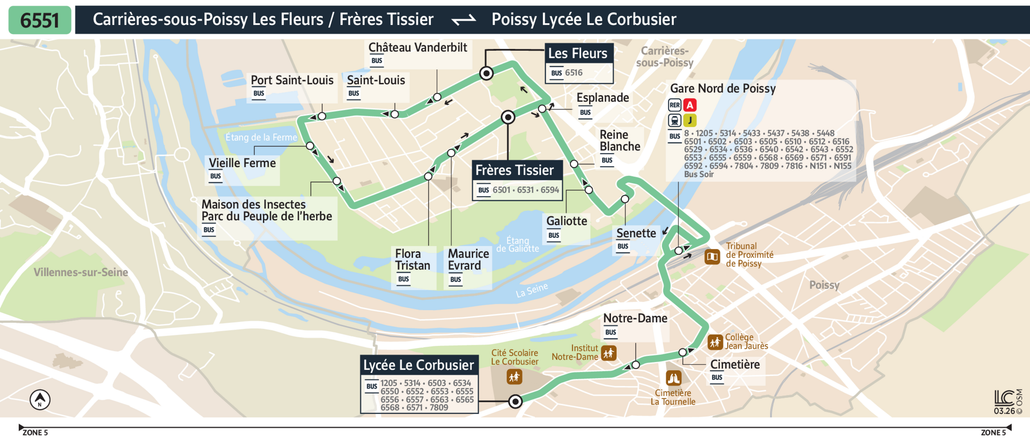 Tracé de la ligne de Bus 6551