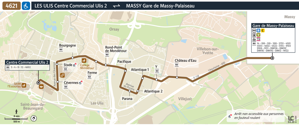 Tracé de la ligne de Bus 4621
