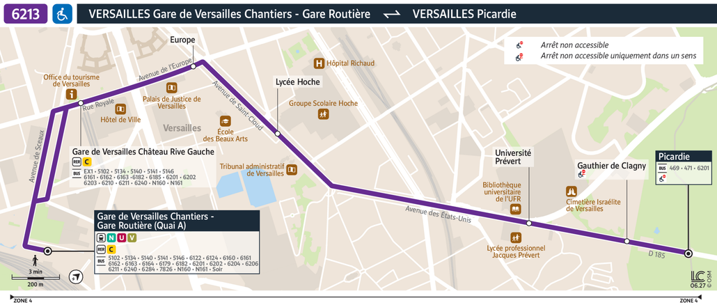 Tracé de la ligne de Bus 6213