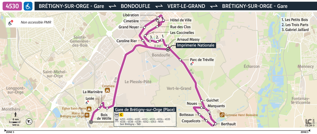 Tracé de la ligne de Bus 4530