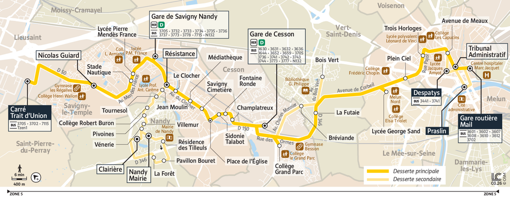 Tracé de la ligne de Bus 3776