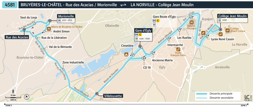 Tracé de la ligne de Bus 4581