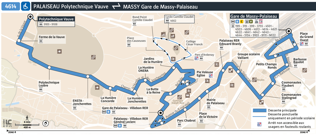 Tracé de la ligne de Bus 4614