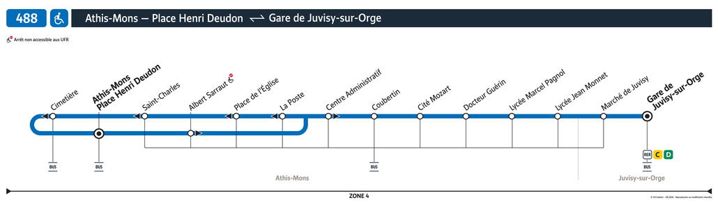 Bus Ligne 488 : plan, arrêts et horaires en temps réel | Bonjour RATP