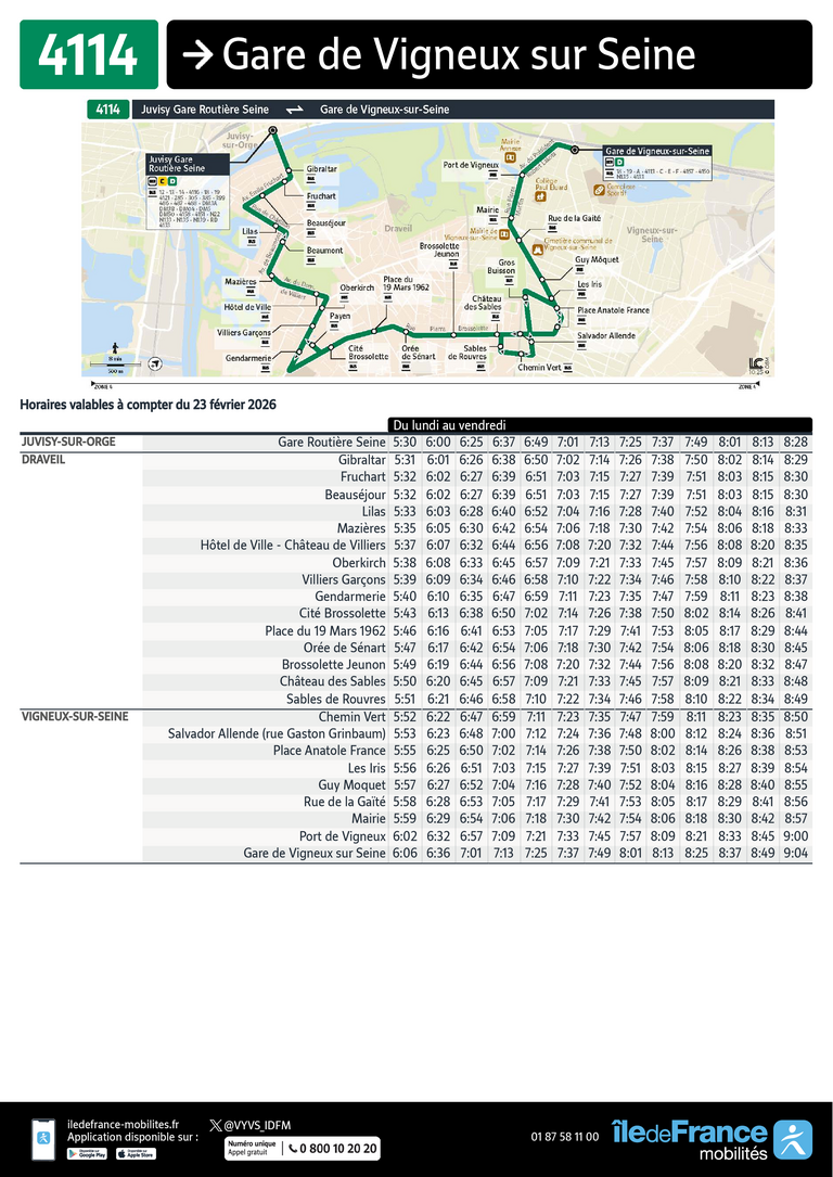 Bus line route 4114