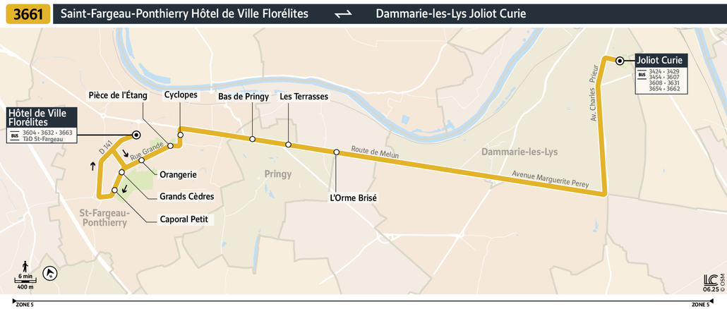 Tracé de la ligne de Bus 3661