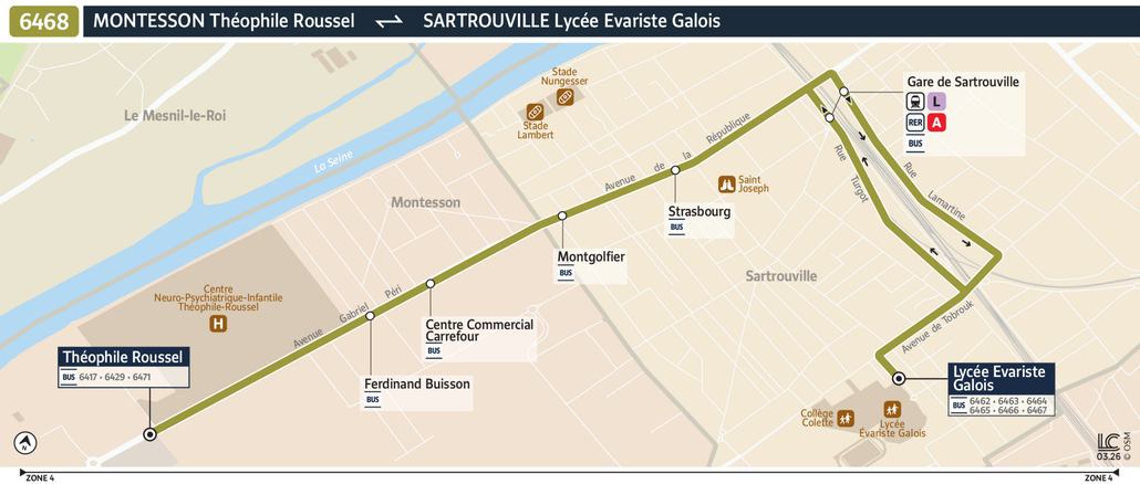 Tracé de la ligne de Bus 6468