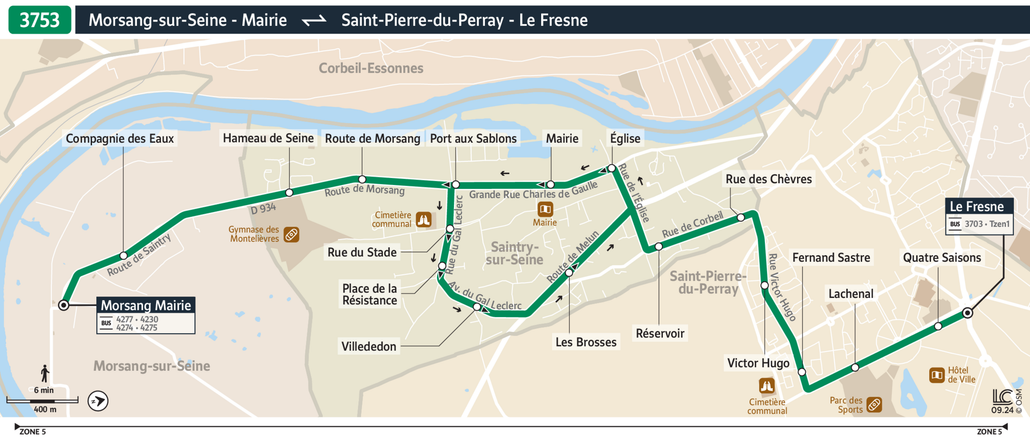 Tracé de la ligne de Bus 3753