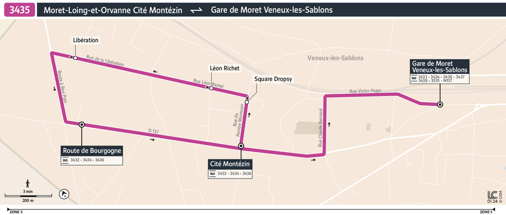 Bus Line 3435: map, stops, and real-time schedules | Bonjour RATP