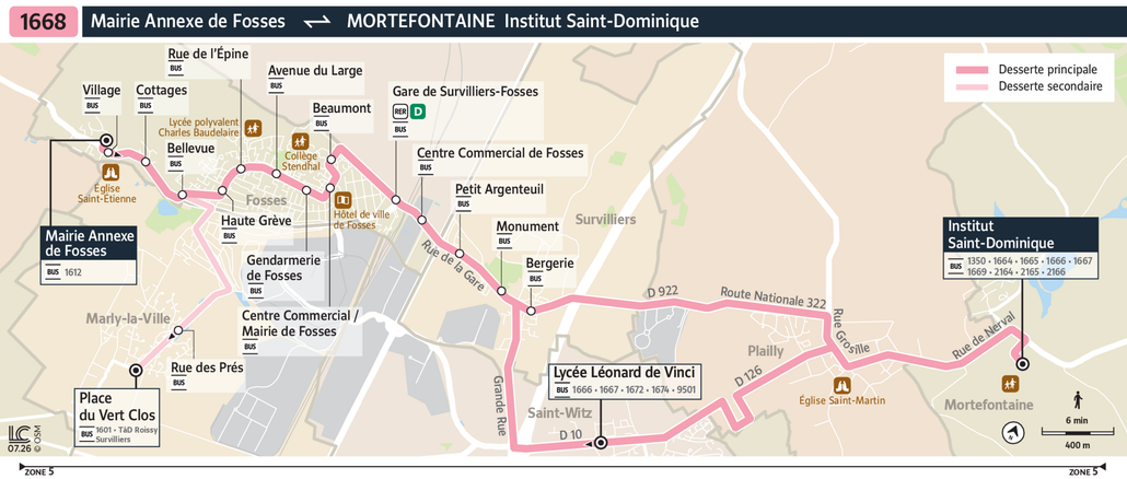 Tracé de la ligne de Bus 1668