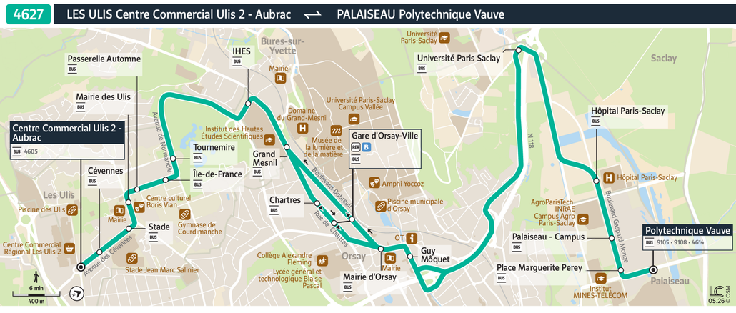Tracé de la ligne de Bus 4627
