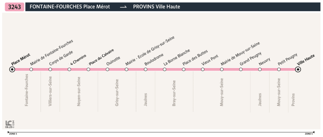 Tracé de la ligne de Bus 3243