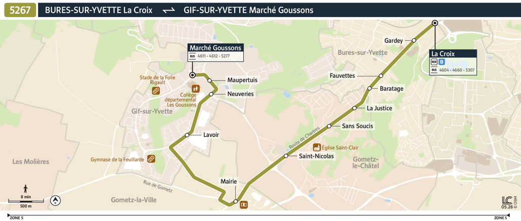 Tracé de la ligne de Bus 5267