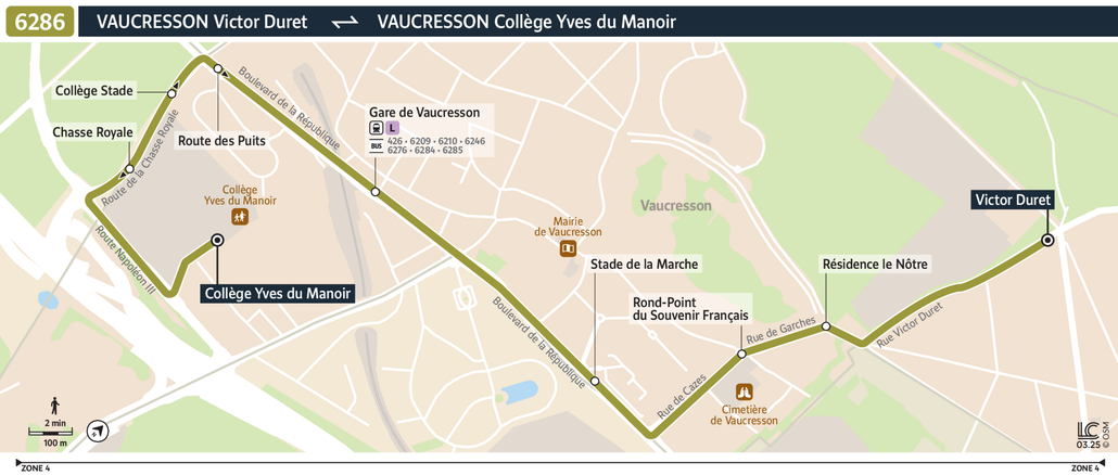 Tracé de la ligne de Bus 6286