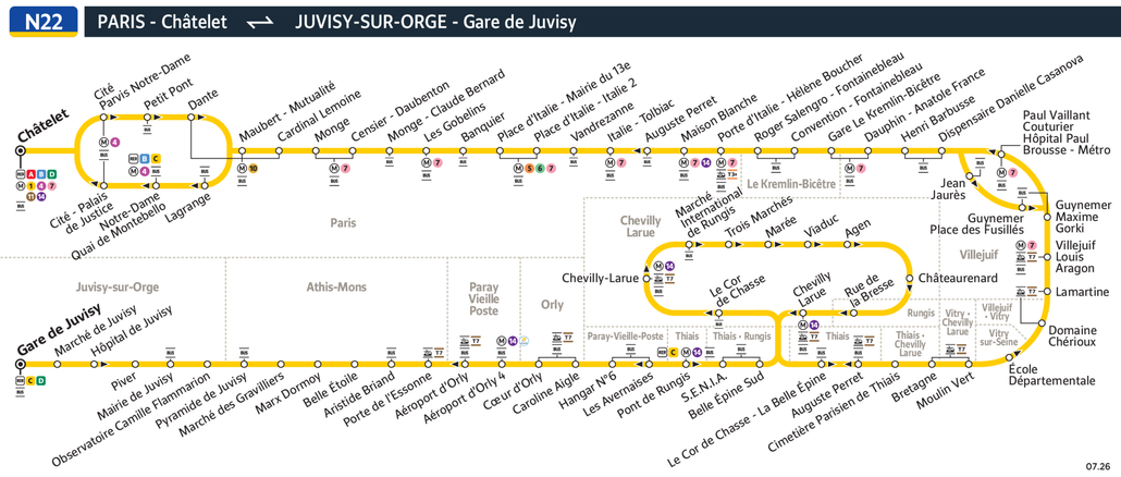 Noctilien line route N22