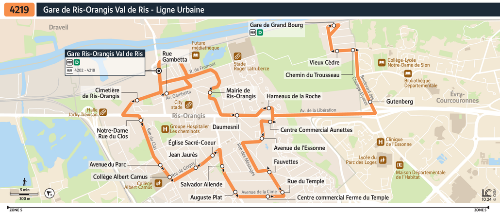 Tracé de la ligne de Bus 4219