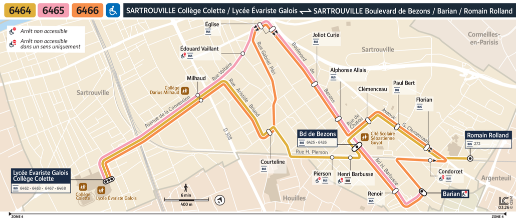 Tracé de la ligne de Bus 6466
