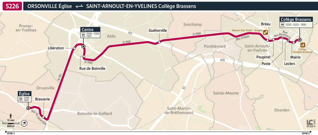 Tracé de la ligne de Bus 5226