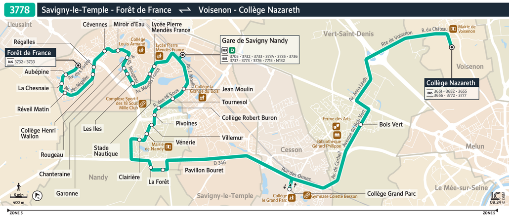 Tracé de la ligne de Bus 3778