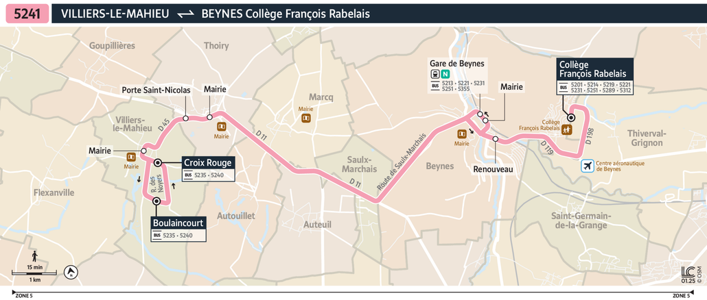 Tracé de la ligne de Bus 5241
