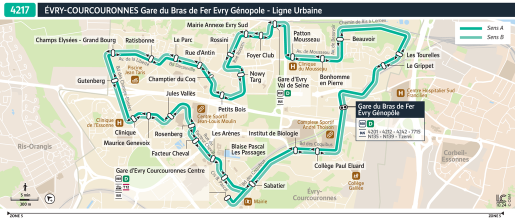 Tracé de la ligne de Bus 4217