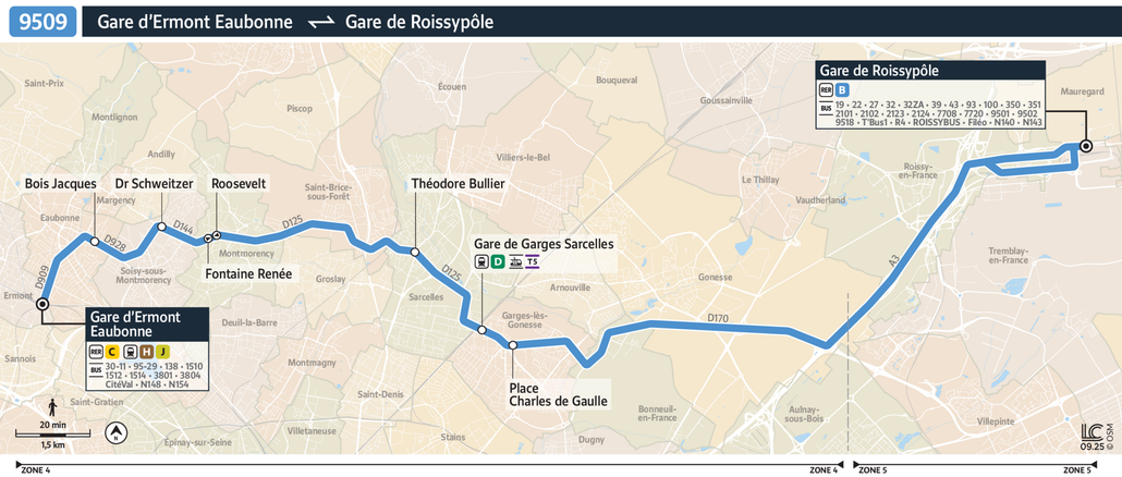 Bus line route 9509