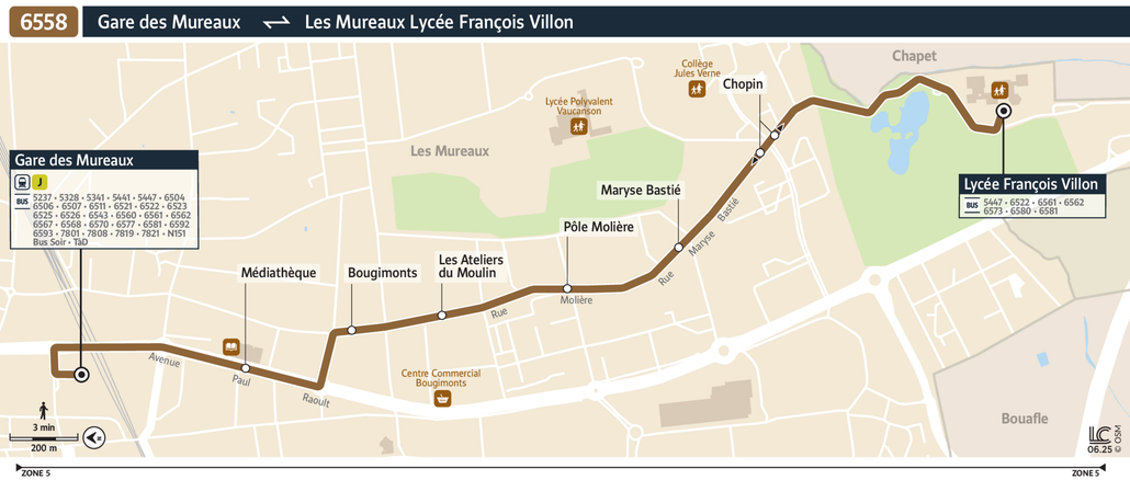 Tracé de la ligne de Bus 6558