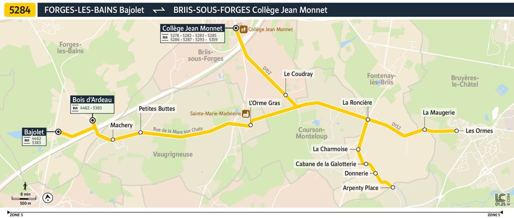 Tracé de la ligne de Bus 5284