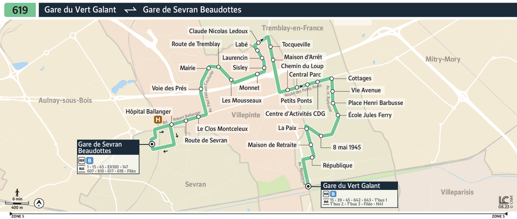 Bus line route 619