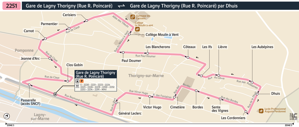 Bus line route 2251