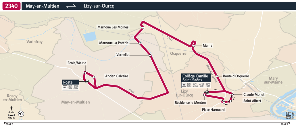 Tracé de la ligne de Bus 2340