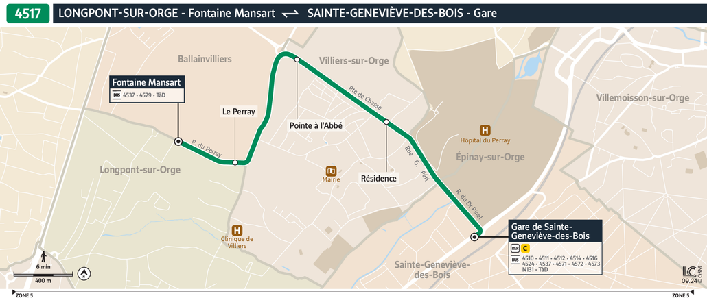 Tracé de la ligne de Bus 4517