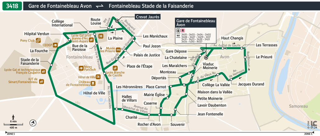 Tracé de la ligne de Bus 3418