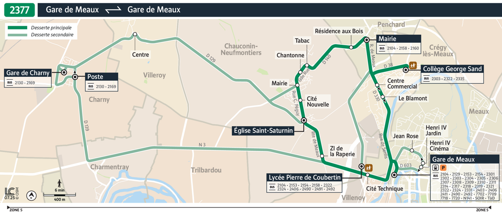 Tracé de la ligne de Bus 2377