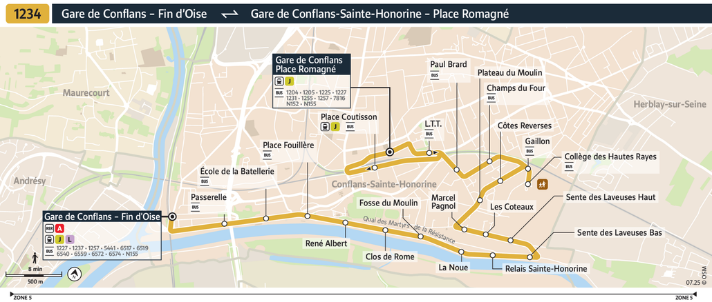 Bus Line 1234: map, stops, and real-time schedules | Bonjour RATP