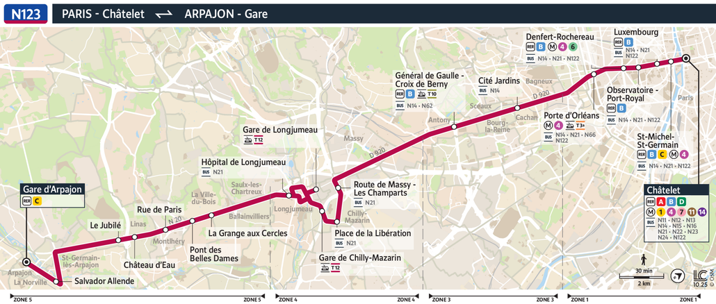 Noctilien line route N123