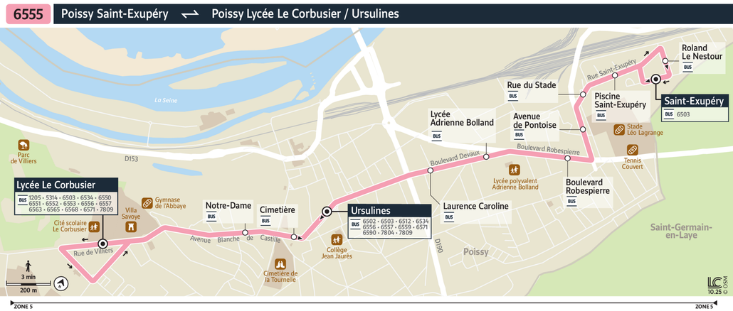 Tracé de la ligne de Bus 6555
