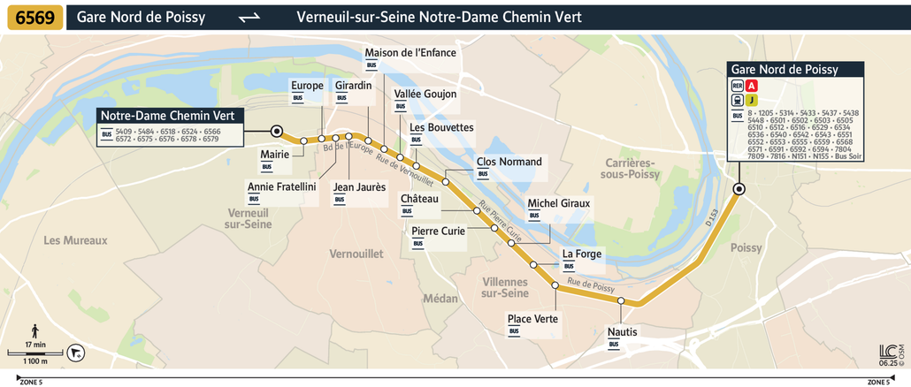 Tracé de la ligne de Bus 6569