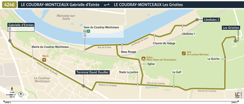 Tracé de la ligne de Bus 4246