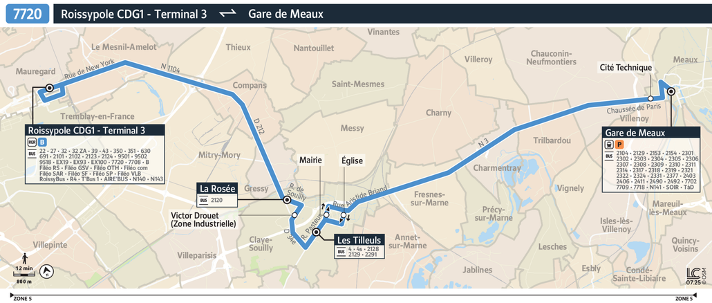 Tracé de la ligne de Bus 7720