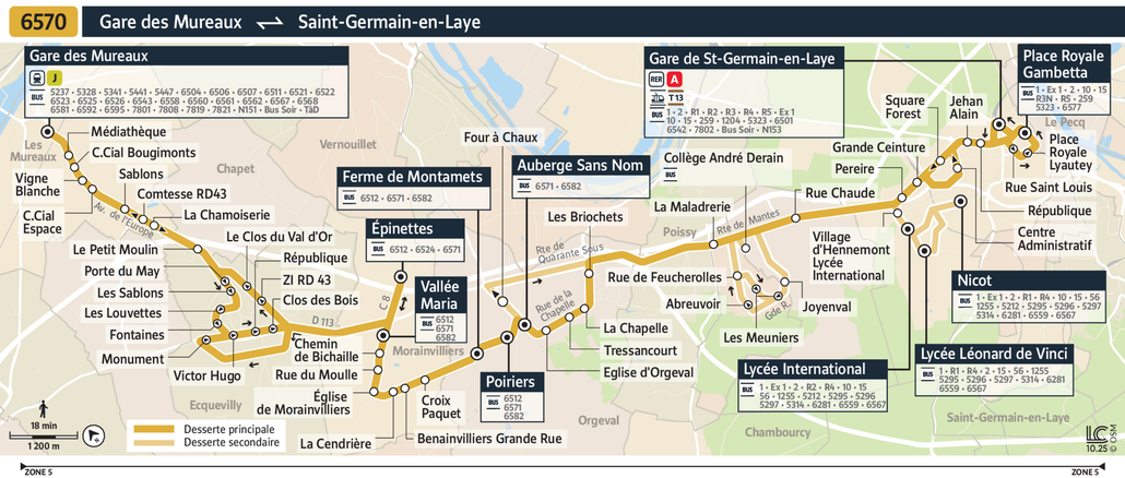 Tracé de la ligne de Bus 6570