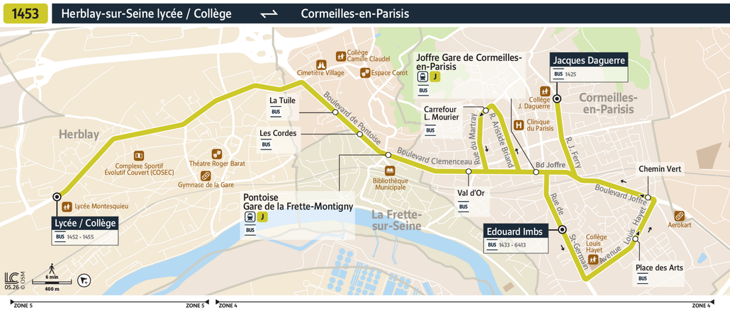 Tracé de la ligne de Bus 1453