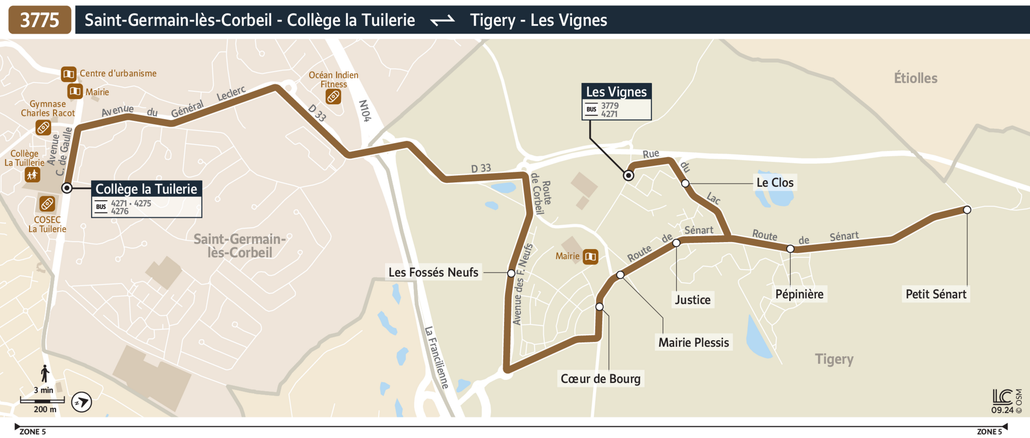 Tracé de la ligne de Bus 3775