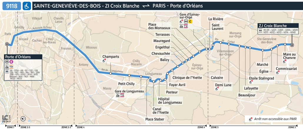 Bus line route 9118