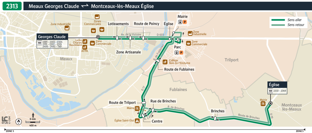 Tracé de la ligne de Bus 2313